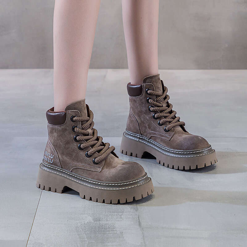 Platform Martin 2024 Autumn Winter New Workwear Western Cowboy Chunky Shoes British Style Short Boots for Women