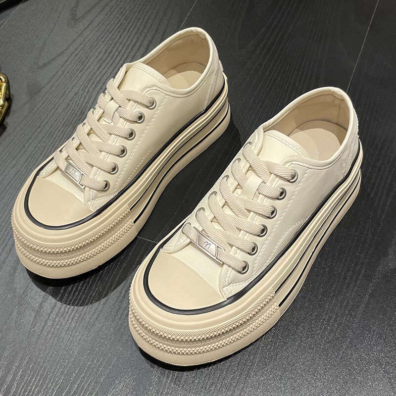Platform Canvas for Women 2025 Spring New Style Petite Casual Sports Sneakers Versatile White Chunky Shoes