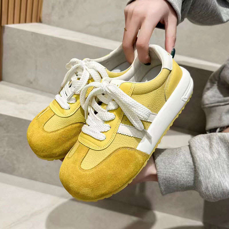 2025 Summer New Women's Casual Sports Flat Mesh German Training Shoes Two Stripes Cute Ugly Big Head Genuine Leather Versatile