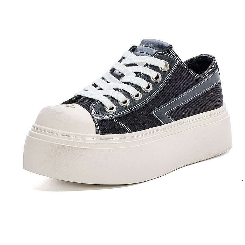 2025 Summer Canvas Cross Flower Board Women's Casual White Distressed Thick Sole Cookie Shoes