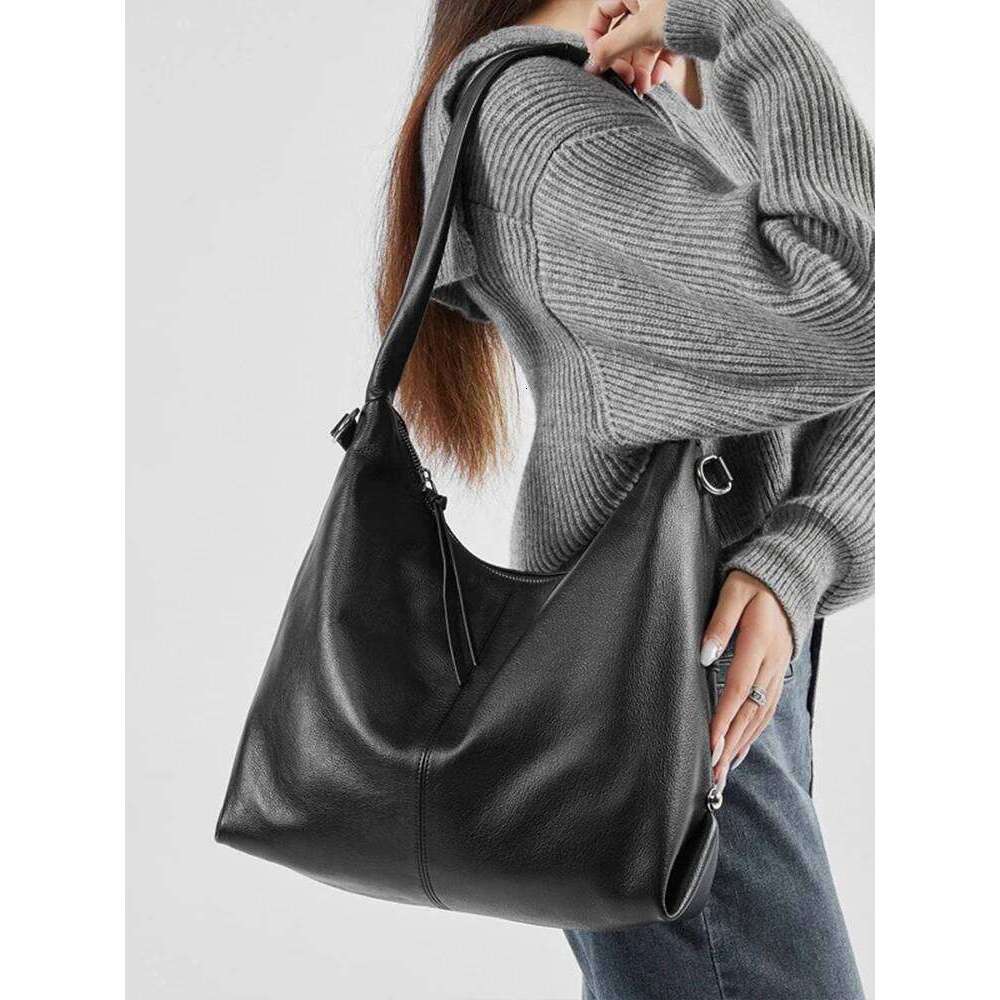 Designer Bags Fashion 100% Genuine Leather Women Shoulder Bag Causal Hobos Roomy Tote Handbag Crossbody Messenger Solid Bags Sac Luxury Bag