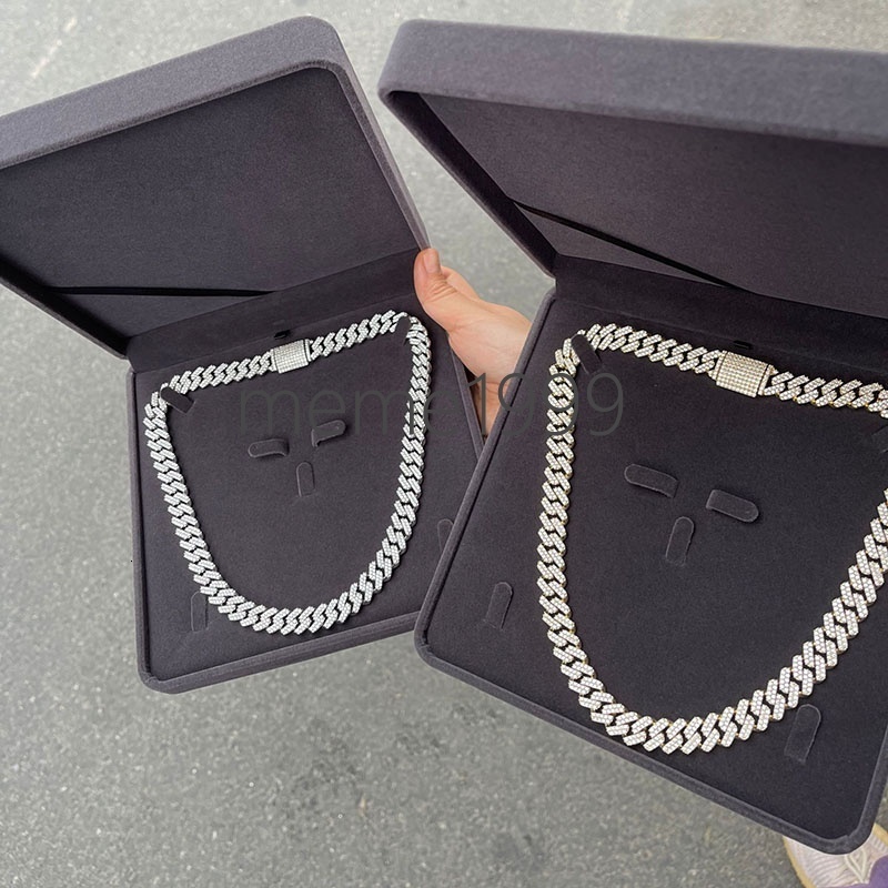 15MM VVS Sterling Silver 925 White Gold Miami Cuban Link Iced Out Natural Moissanite Cuban