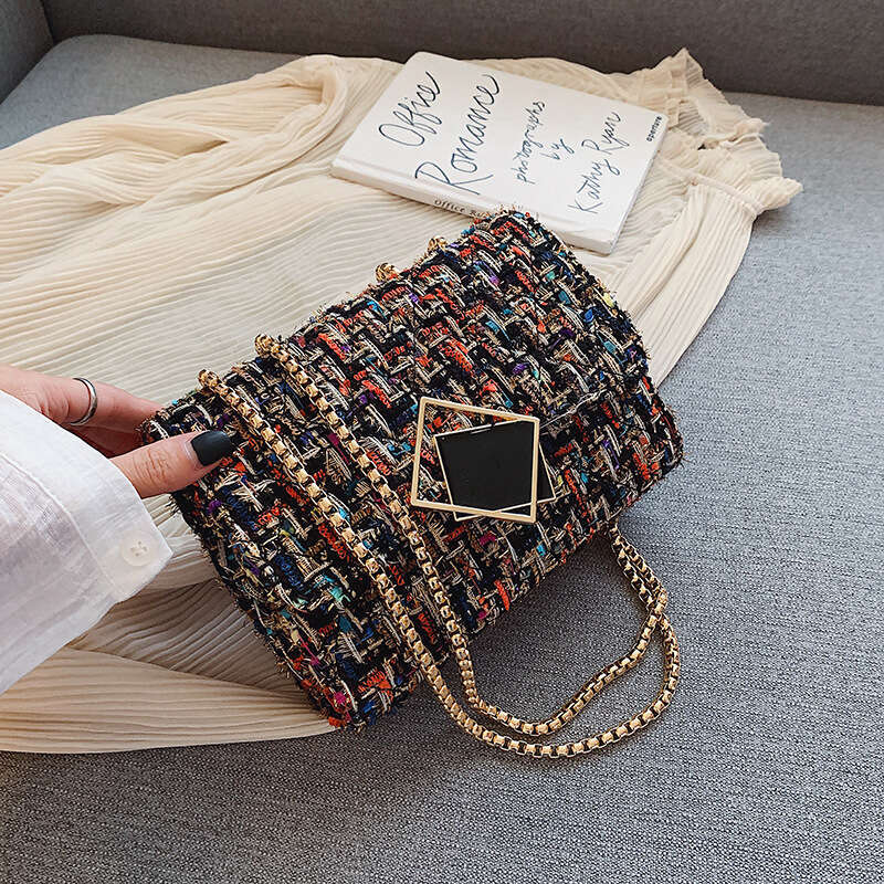 Woolen INS Women's New Trend Popular Korean Fashion Designer Bags Chain Shoulder Crossbody Bag