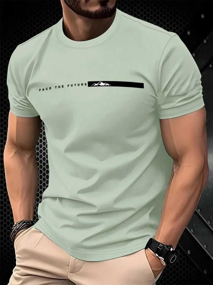 Summer mens casual sports loose oversized simple letter pattern printed round neck short sleeved T-shirt top Y250819