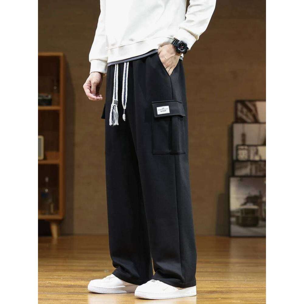 2023 Autumn New Sweatpants Men Multi-Pockets Drawstring Cotton Casual Track Pant Male Loose Straight Trousers Large Size 8XL
