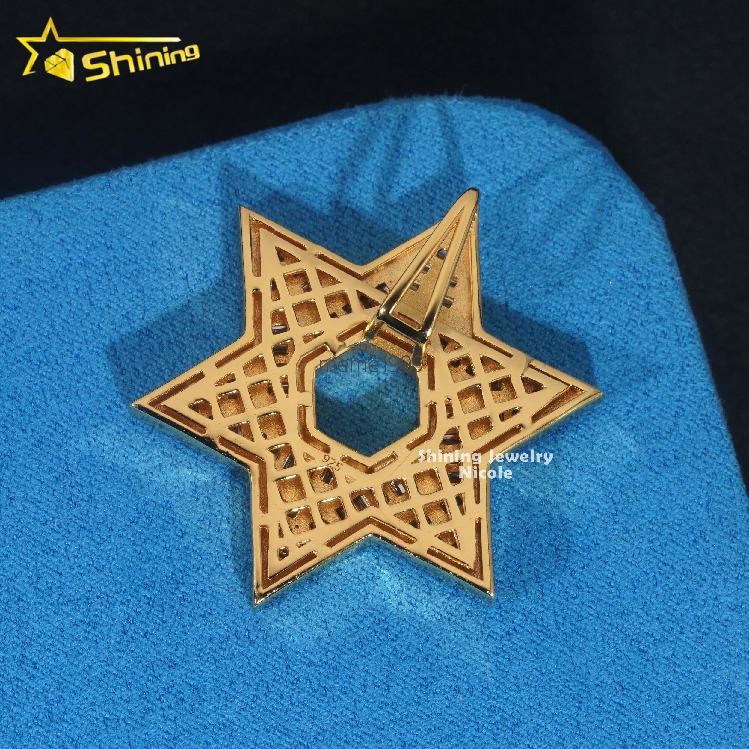 Custom High Quality Hip Hop Star 925 Sterling Silver Iced Out Baguette VVS Diamond Moissanite Pendant