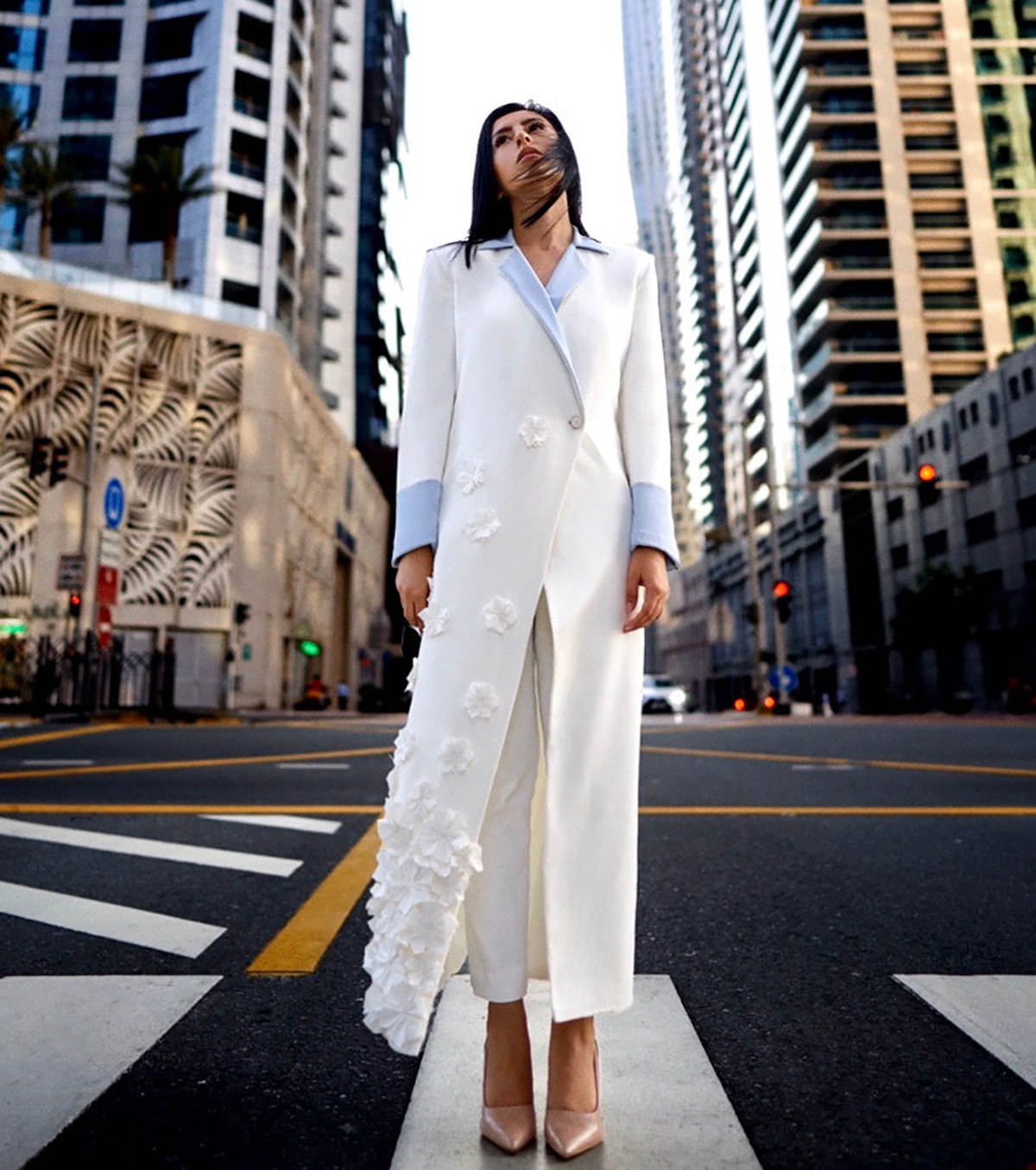 Elegant 2 Pieces Women Suits One Button 3D Flowers Long Coat Office Ladies Work Loose Fit Wedding Party Wear