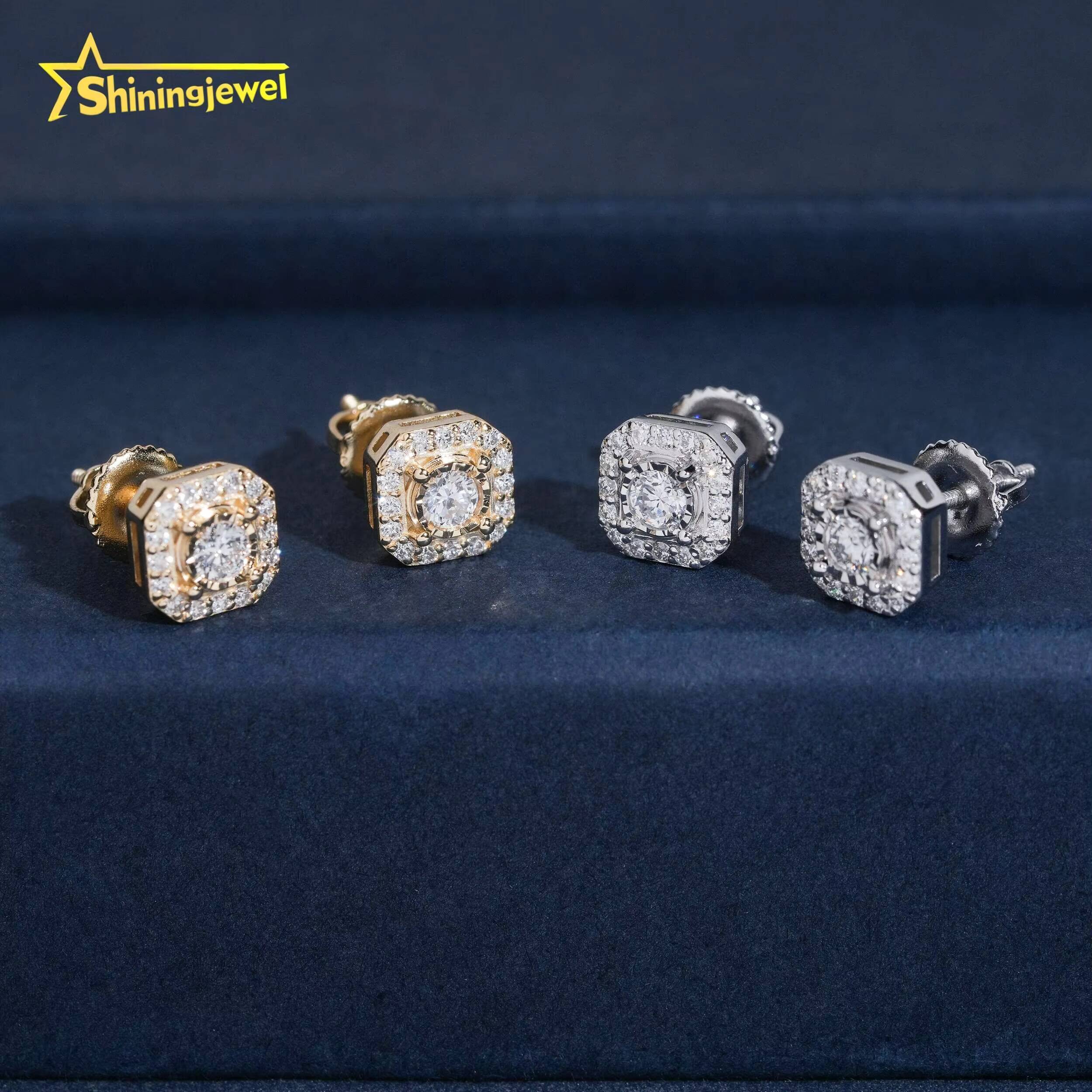 Screw Back Cluster Lab Diamond Earrings 925 Sterling Silver Hip Hop Fashion Halo Earrings Men Women Ear Studs