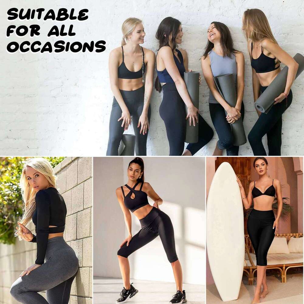 High Waist Fiess Capri Legging for Women Quick Drying Cycling Cropped trousers Yoga Sport Pants Side pocket