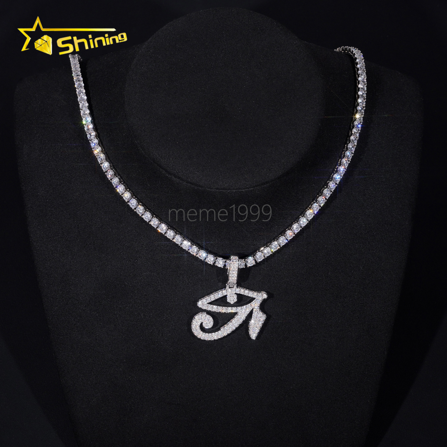 Fine Jewelry Iced Out Charms Gold Plated 925 Silver Hip Hop Moissanite Eyes Charms Pendant