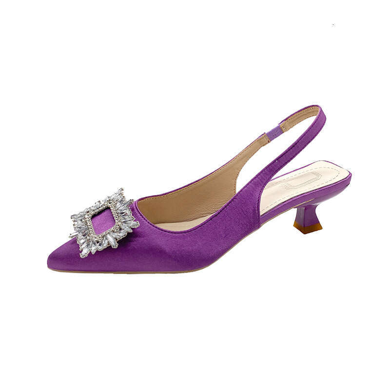 Pointed Toe Stiletto for Women, Early Spring New Korean Style Fashion Metal Decoration Backless High Heels