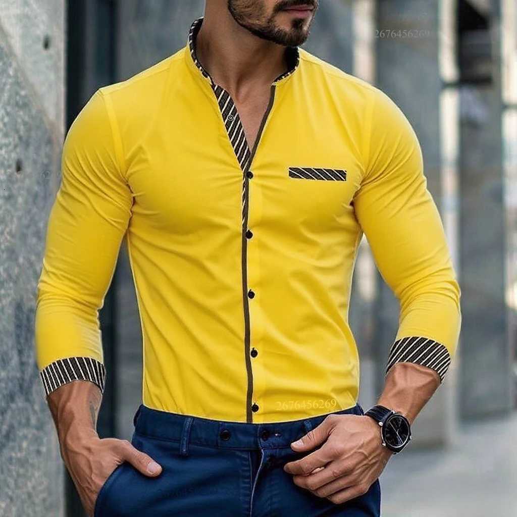 Mens Shirts (13 Colors) Lapel Long Sleeve Shirts Business Office Wear Breathable and Comfortable Fabric XS-6XL Y250819