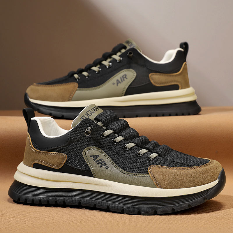 Men's casual shoes versatile British style Forrest Gump sports shoes summer mesh breathable hollow out dad shoes