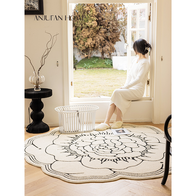 Waterproof and Stain-Resistant Carpet with a High-End Feel, No-Maintenance Lazy Bedroom Irregular Shaped Living Room Coffee Table Rug, Non-Slip ddmyth