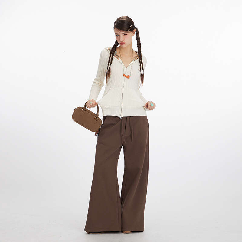 Heyhenry Hooded V-Neck Cable Knit Casual Hot Girl Slim Fit Long Sleeve Zipper Cardigan Short Top For Women B5