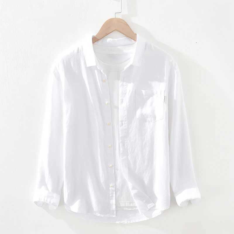 100% Linen new brand Italy casual solid shirt men fashion comfortable yellow shirts men chemise camisa tops mens clothes Y250819