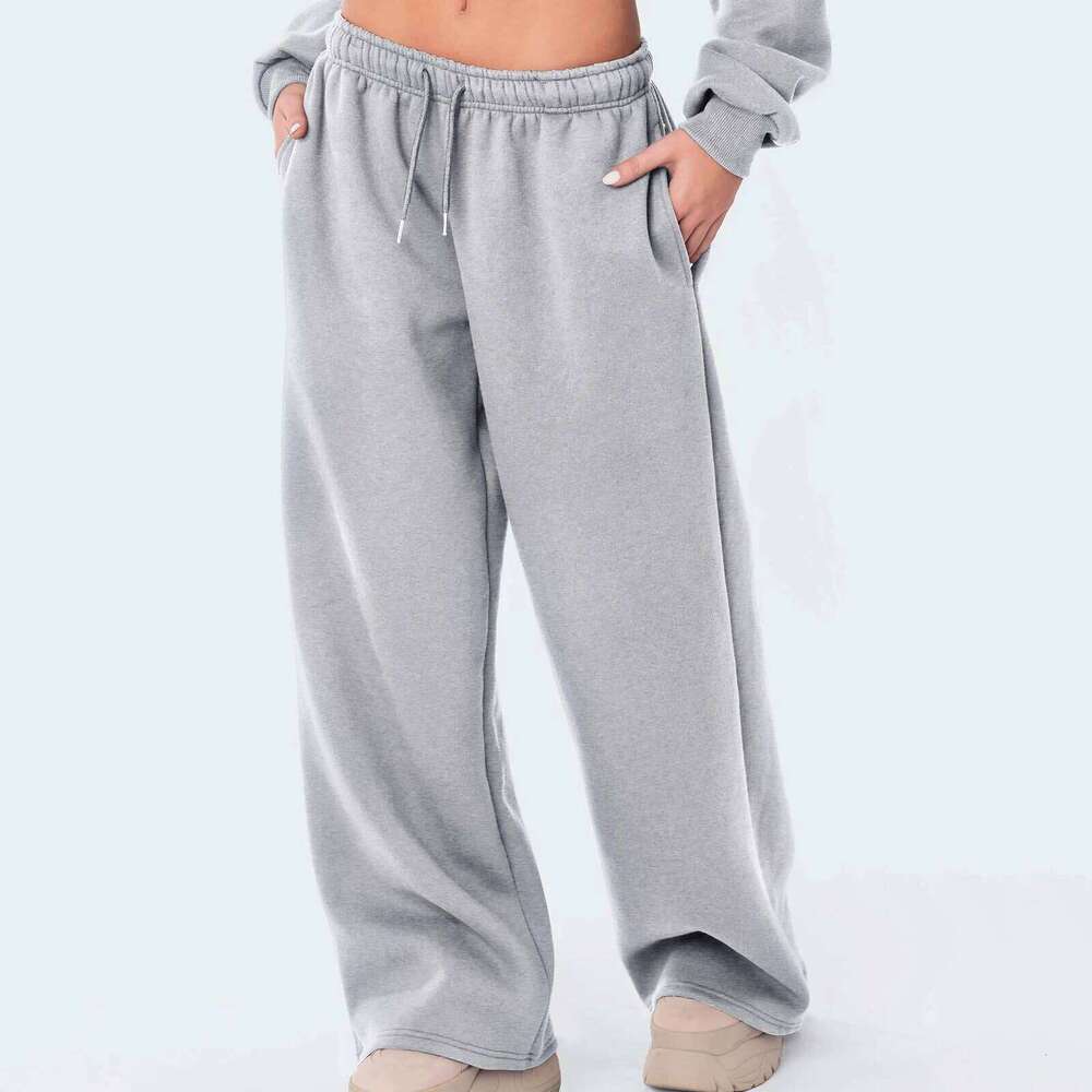 Fashion Women's Pants Joggers Sweatpants Solid Color Drawstring High Waist Wide Leg Trousers Streetwear Casual Outfits