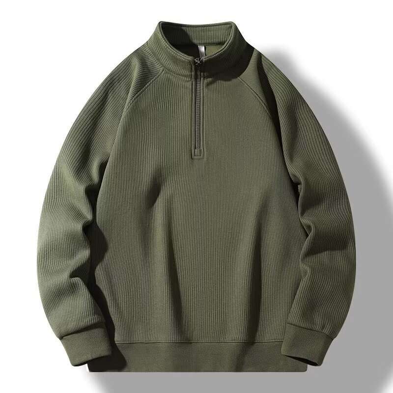 High-End Stand Collar Sweatshirt for Men, Design Sense Half-Zip, Niche Fashion, Couple's Versatile Loose Casual