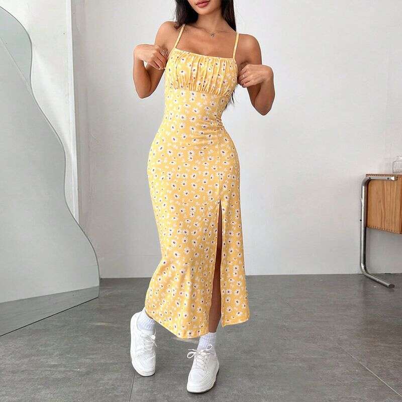 Dresses Fresh Sweet Style 2025 Spring Summer New Fashion Age-Reducing Floral Midi Dress