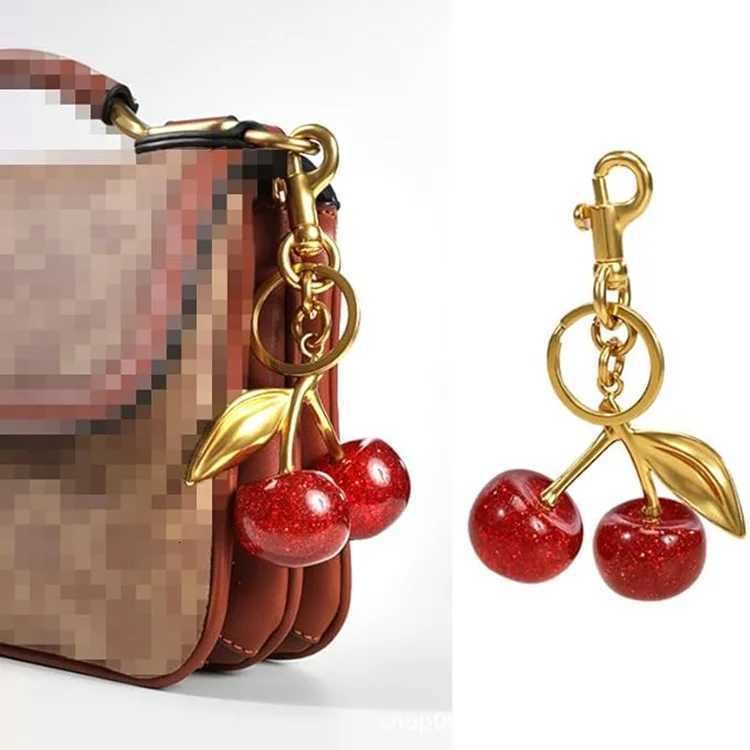 Fashion Imitation Red Cherry Keychain Fruits Cherries Pendant Keyring For Women Men Jewelry Bag Key Accessories Gift XJ250820