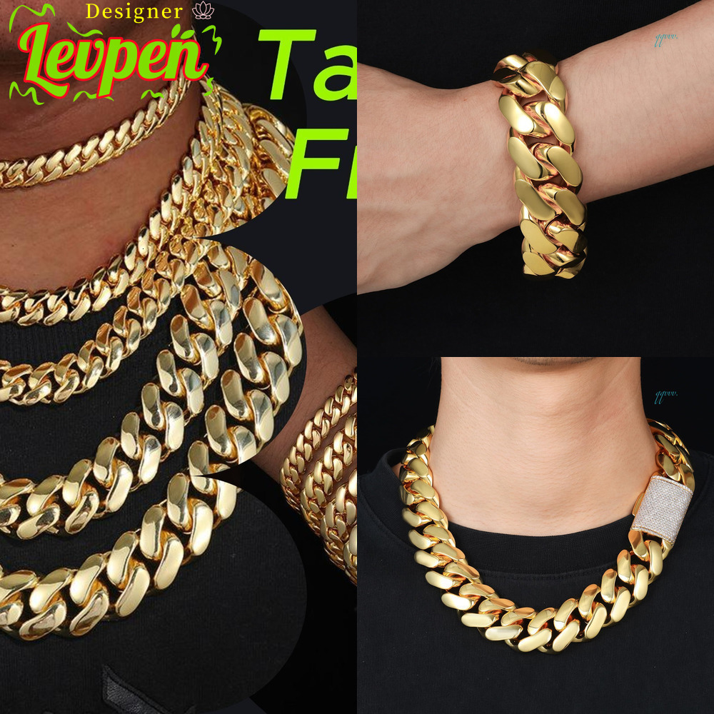 Bracelets Brass Cuban Link Chain Necklaces 14K 18K Rose Gold Plated Heavy Solid Miami Cuban Link Chain Hip Hop Jewelry for Men