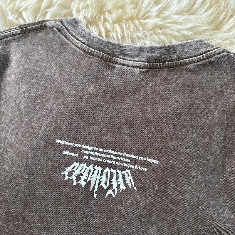 Washed Tshirt Men Gothic Style Printed TShirt Large Size Loose Unisex Tshirts Casual Round Neck Short Sleeve Tops 250903