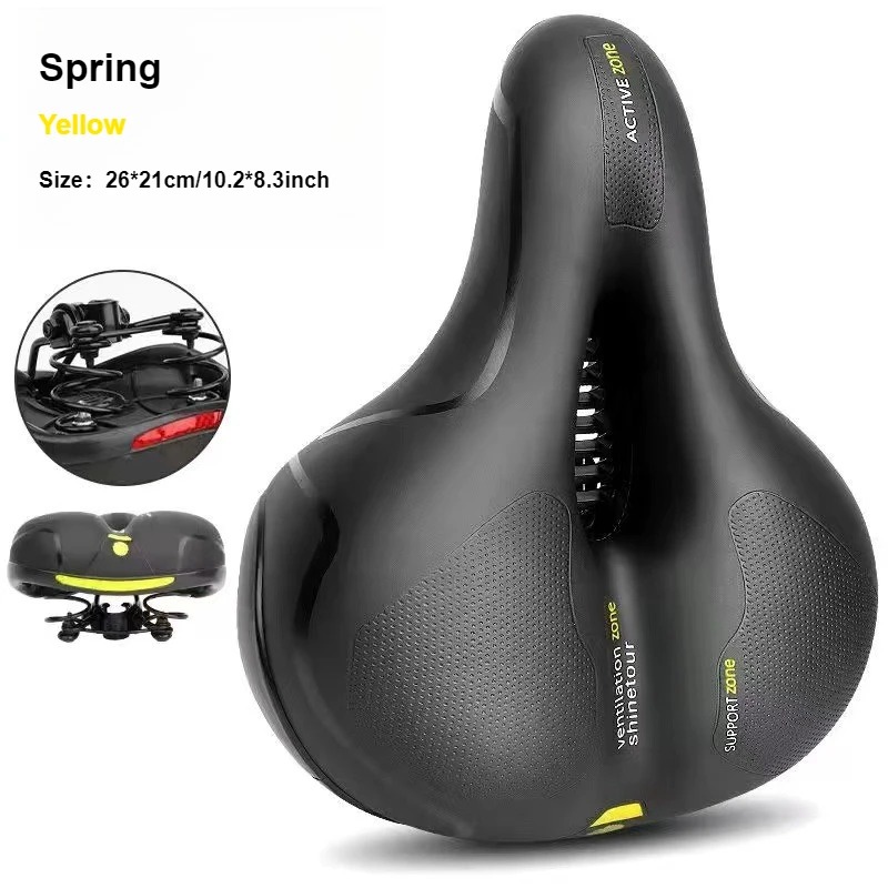 Comfort Bike Seat for Women Men, Wide Bicycle Saddle Replacement Memory Foam Padded Soft Bike Cushion with Shock Absorbing Universal Fit for Indoor/Ou