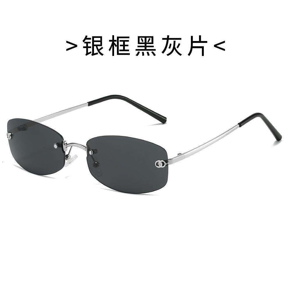 2025 New Style Trendy Girl Frameless Blue for Women Designer UV Protection Glasses Y2K High-end Sunglasses