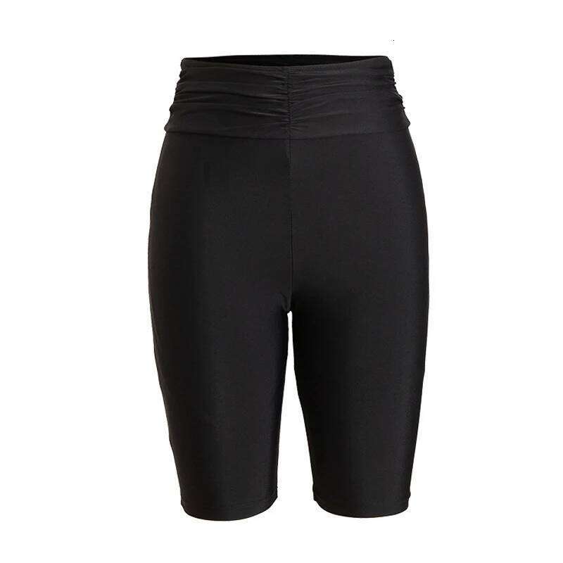 Black Color Plus Size Womens Swim Shorts Swimming Trunks High Waist Swimsuit Ladies Swimwear Beachwear Surfing Suit