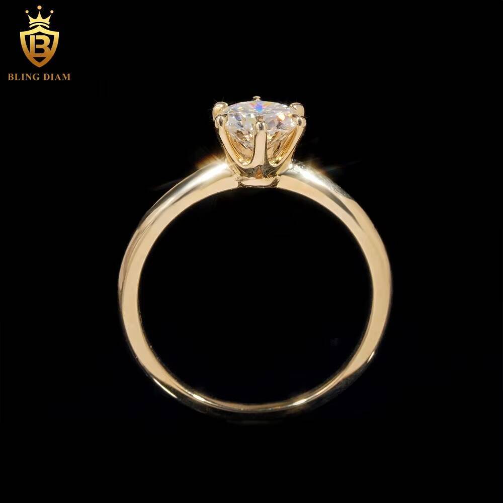 10K Yellow Gold D Color VVS Moissanite Diamond Engagement Wedding Ring Custom Fashion Custom Luxury Ring