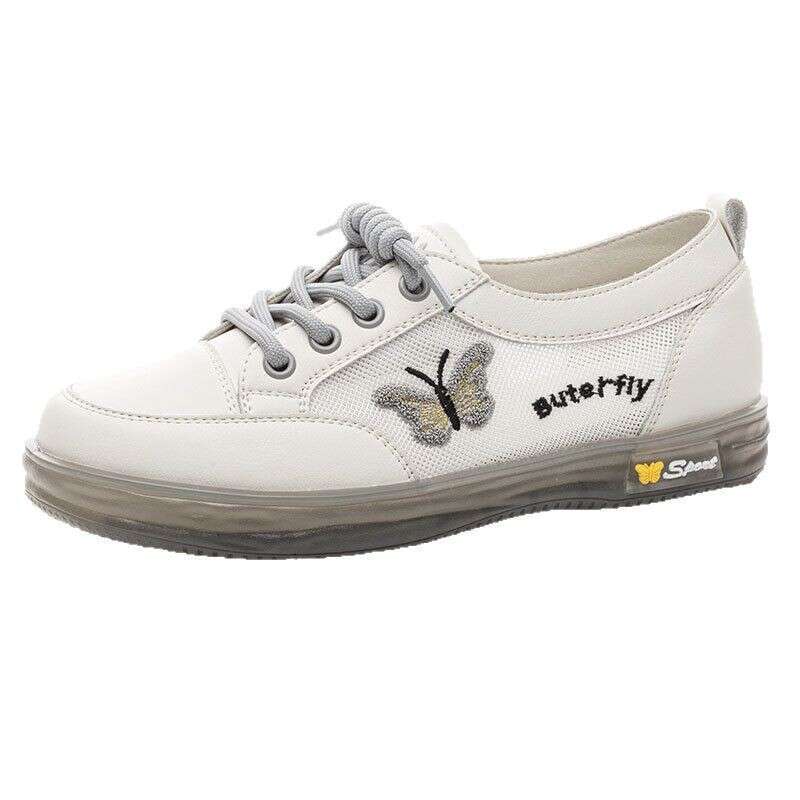 2025 Spring and Autumn New Mesh for Women, Casual Leather Soft Sole Flat Shoes, Butterfly Slip-On Sneakers, Large Size Women's Shoes