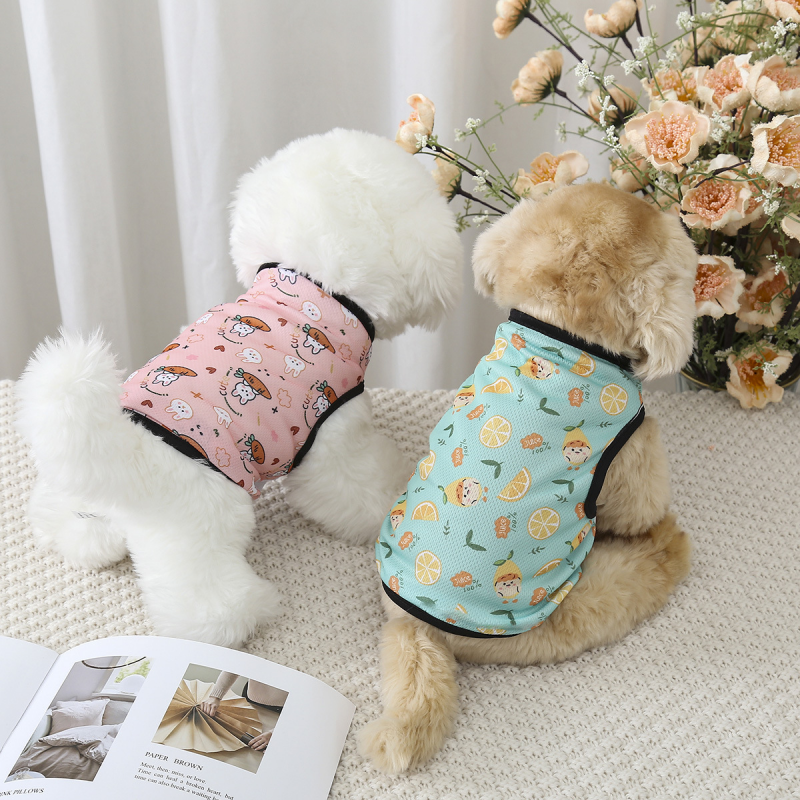 Dog Apparel Cartoon summer lightweight pet clothes breathable vest suitable for corgi bichon French bulldog and other small dogs comfortable and soft 