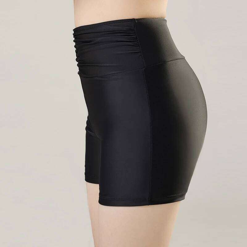 Black Color Plus Size Womens Swim Shorts Swimming Trunks High Waist Swimsuit Ladies Swimwear Beachwear Surfing Suit