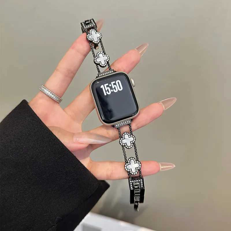Metal Strap for Watch Band tra 2 49mm 46mm 45/44/ 42/41/40/38mm Diamond Four-leaf Bracelet For iWatch 10 9 8 7 SE Y250820