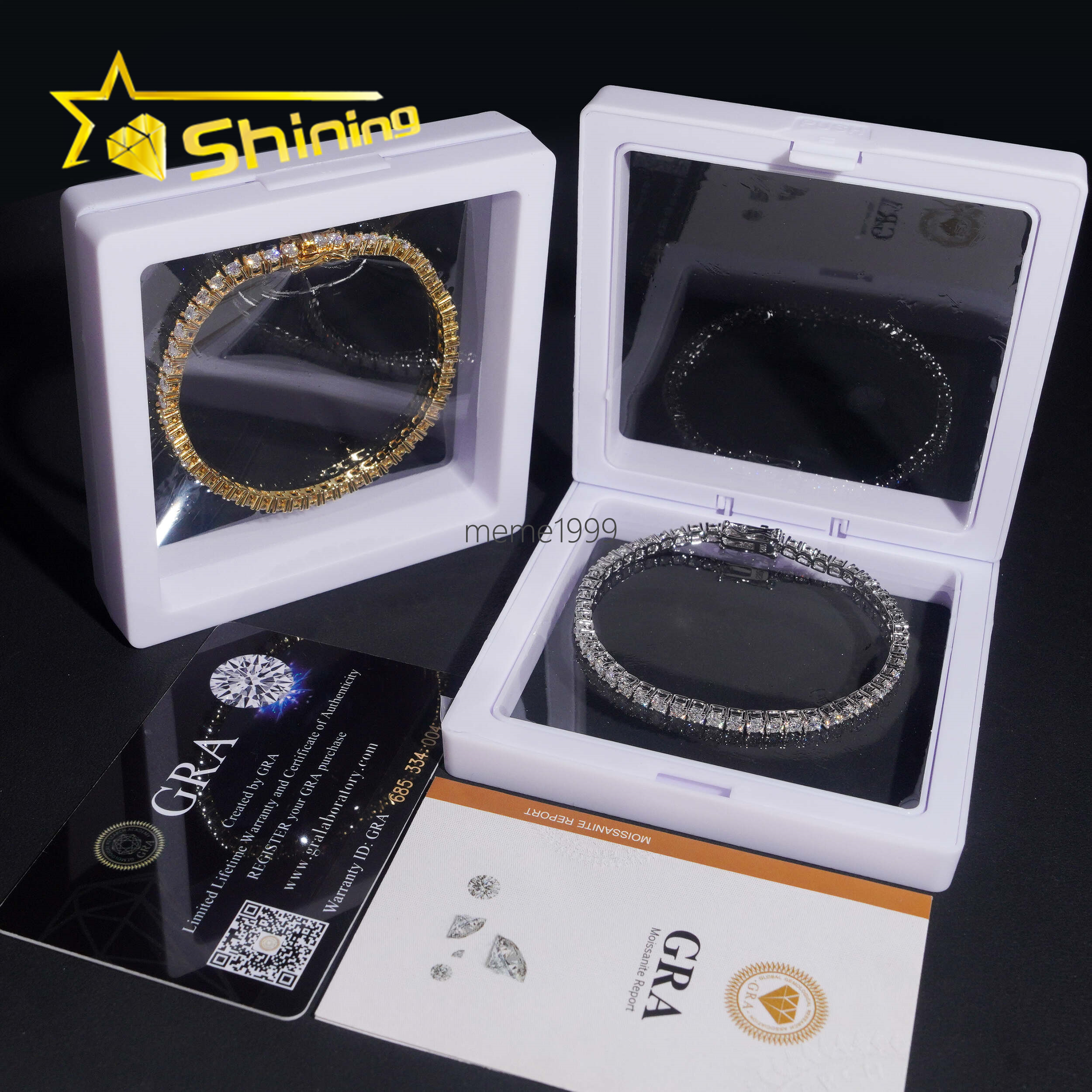 USA Warehouse Local Stock 3mm Tennis Bracelet 925 Solid Silver Hip Hop Iced Out GRA Moissanite Diamond Sparkling Tennis Bracelet