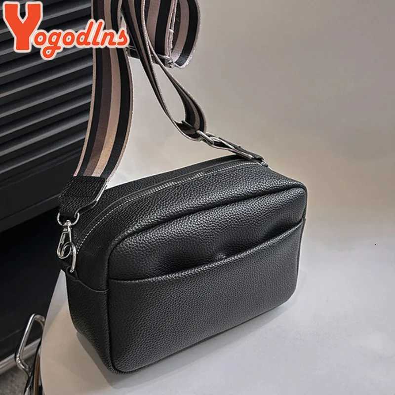 Yogodlns Wide Shoulder Strap Small Square Bag Pu Leather Shoulder Crossbody Bags For Women Trendy Messenger Bag Handbags Y250819