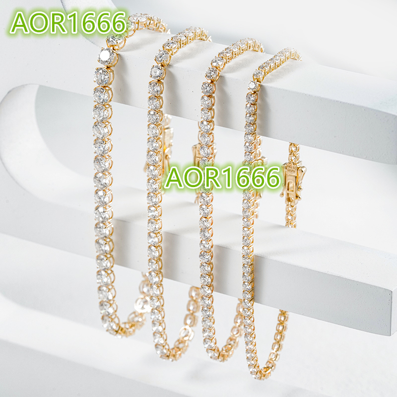 Yellow Gold DEF VVS Round 2mm 3mm 4mm 7inches Lab Diamond Tennis Chain