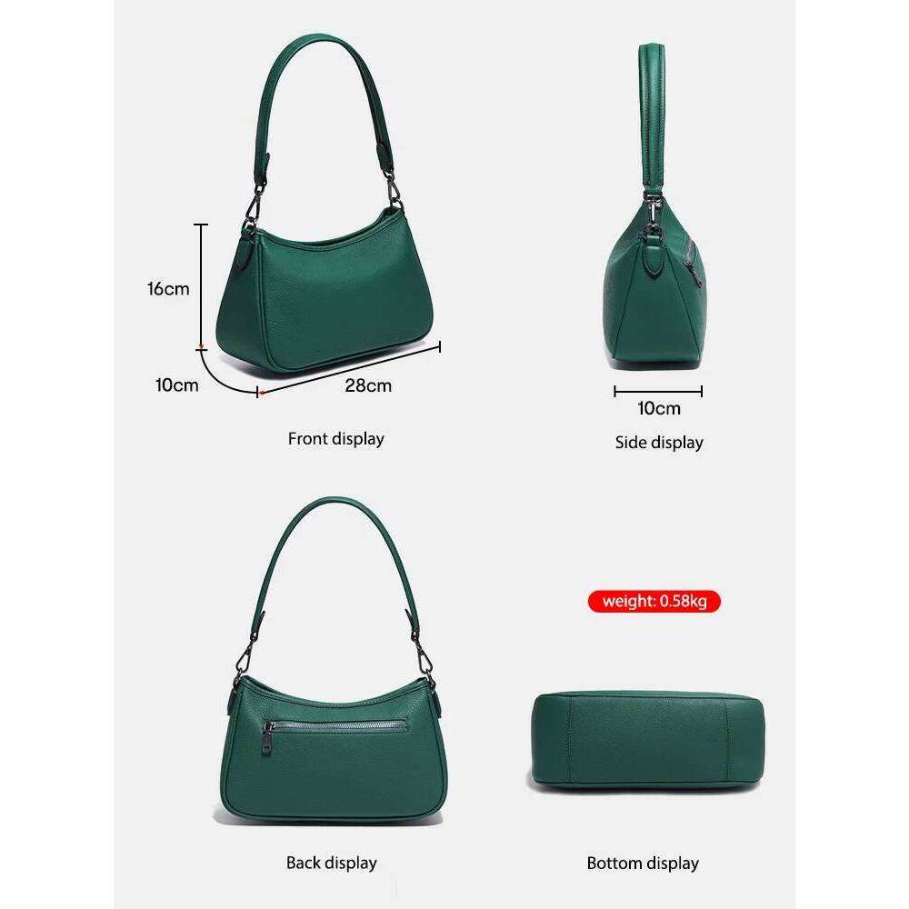 Zency Women's Genuine Leather Shoulder Bag Elegant French Style Small Handbag Female Underarm Bags Lady Crossbody Purses