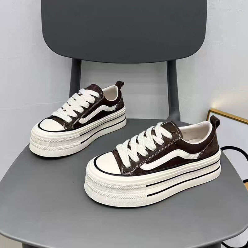 Platform Thick-Soled White Sneakers for Women 2024 Autumn Winter New Korean Style Petite Height-Increasing Versatile Student Sports Shoes