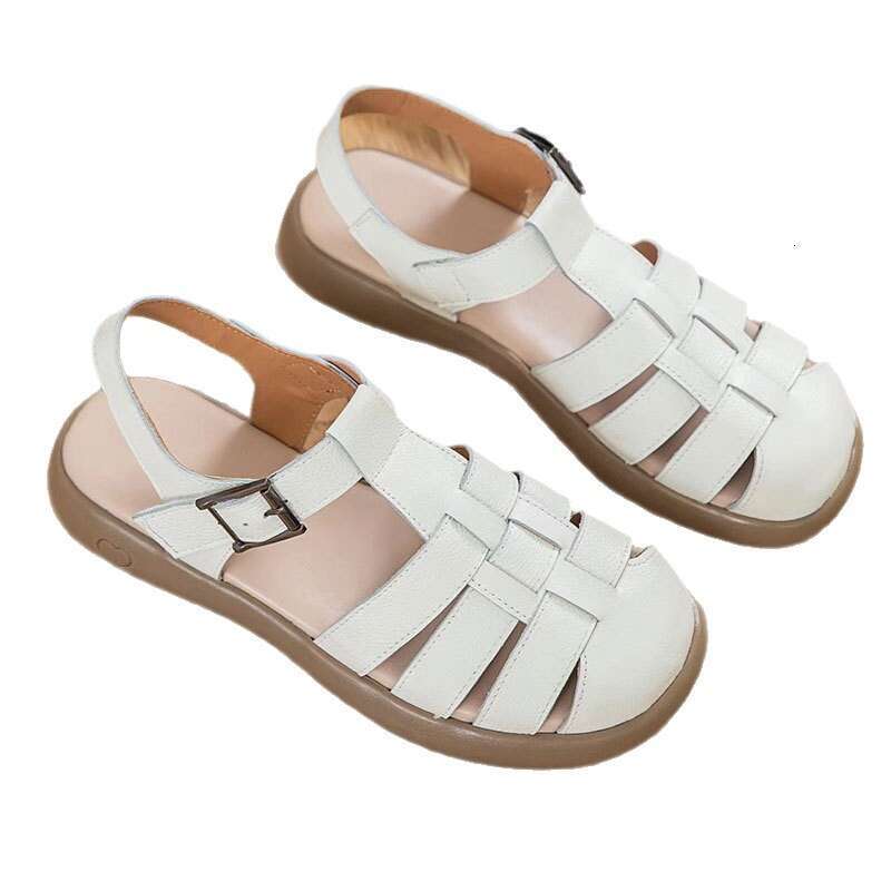 2025 Thick-Soled Flat Roman for Women, Closed-Toe Sandals, Summer French Woven Soft-Soled Sandals