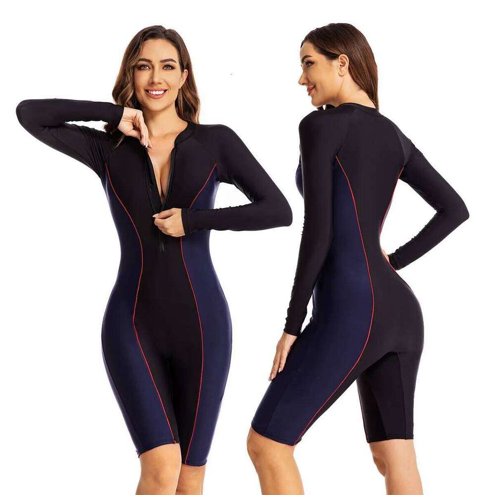 Woman Swimsuit Sport Style One Piece Surfing Suit Female Swimming Bodysuit Long Sleeve Jumpsuit Diving Clothes Women's Swimwear