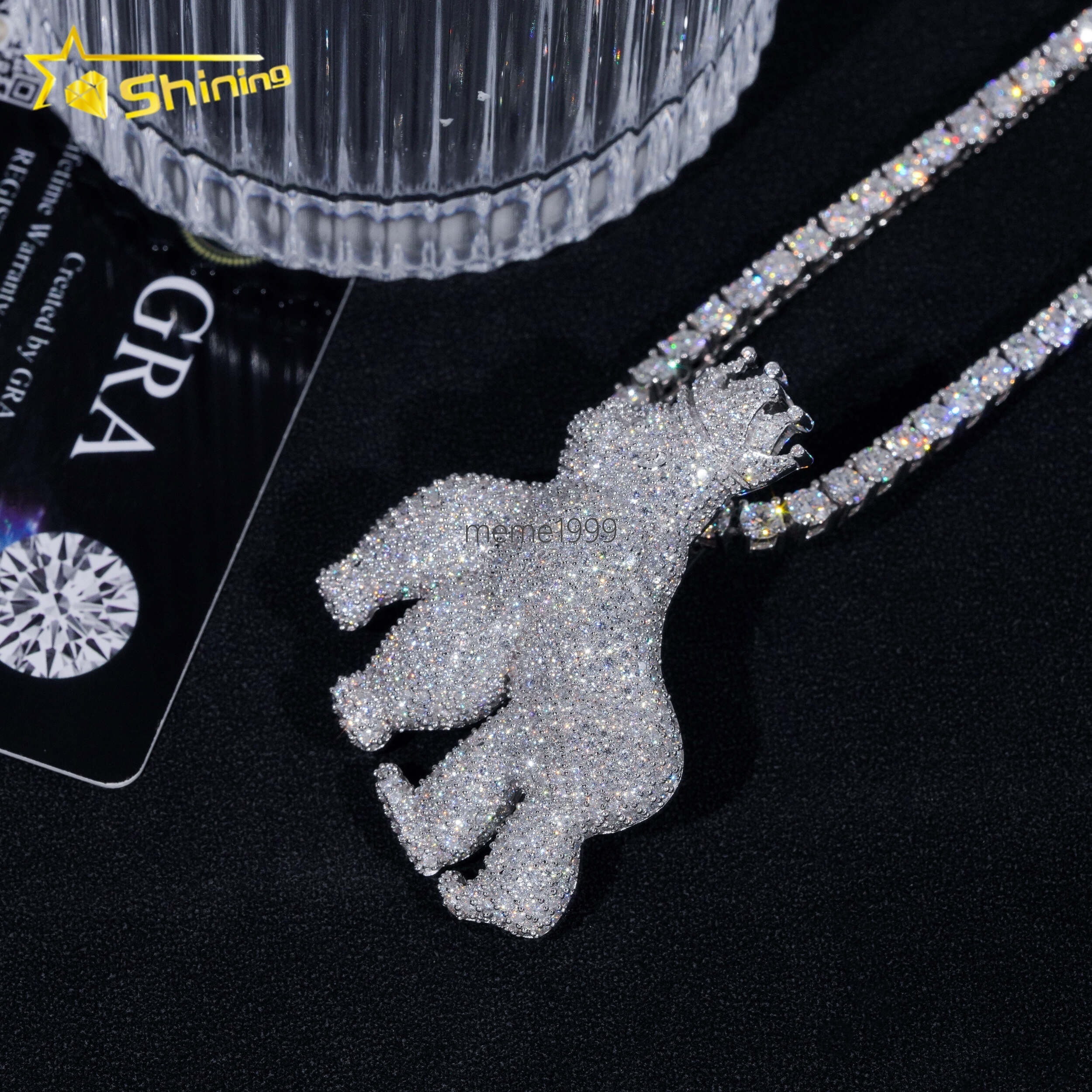 Fine Jewelry Custom 925 Sterling Silver Gold Plated Iced Out VVS Diamond Moissanite Charm Pendant Gorilla