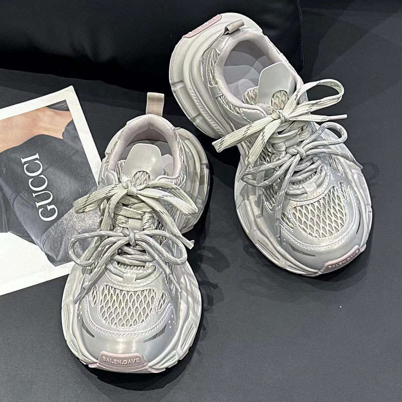 2025 Summer New Pink Thick-Soled Dad Mesh Small Height Increase Casual Sports Breathable Women's Shoes