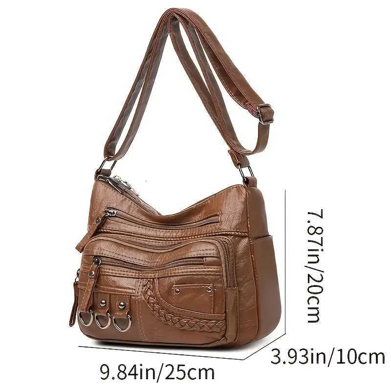 Vintage PU Leather Purses for Women Multi-Pocket Handbag Crossbody Shoulder Bags High Quality Design Ladies 2022 Y250819