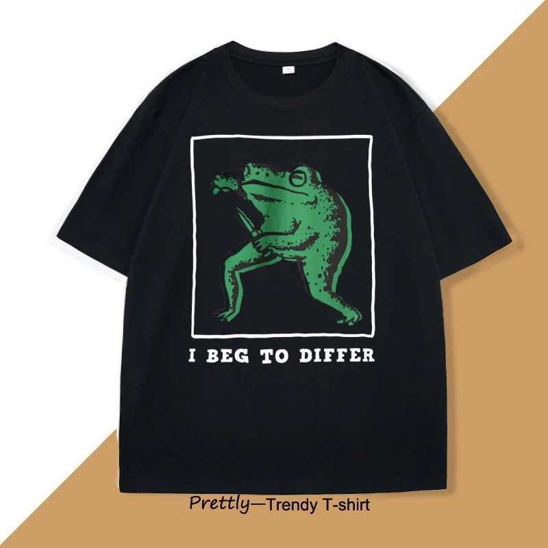 I Beg To Differ T Shirt Men Women Loose Frog Printed T-shirt Casual Cotton Short Sleeve Harajuku Tshirt Unisex Oversized Clothes Y250819