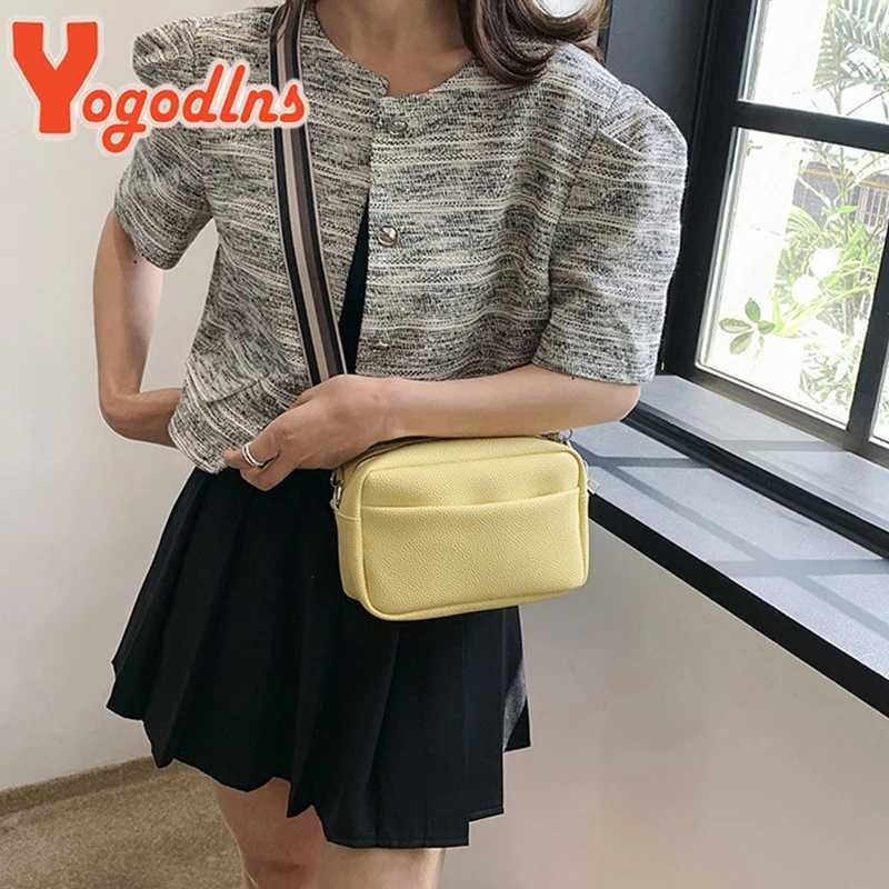 Yogodlns Wide Shoulder Strap Small Square Bag Pu Leather Shoulder Crossbody Bags For Women Trendy Messenger Bag Handbags Y250819