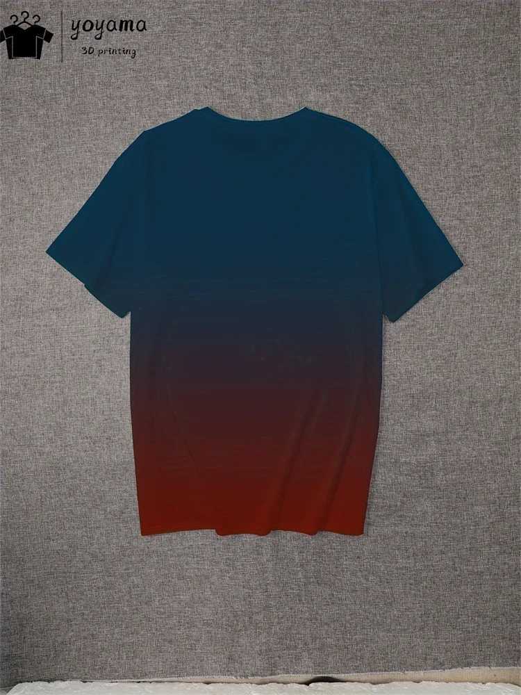 Summer Gradient Print T shirt Men Fashion Graphic T shirts 3D Print Mens Clothing Round Neck T-shirts for Men Street Rock Tops Y250819