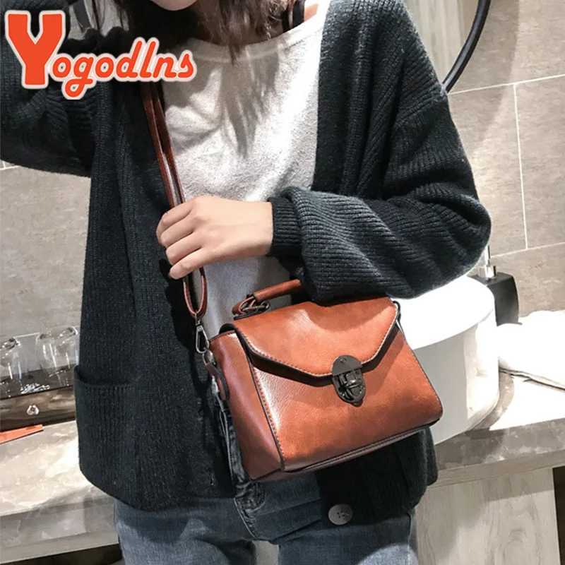 Yogodlns Vintage Leather Female Top-handle Bags Small Women Shoulder Bag Crossbody Messenger Bag Casual Handbags Y250819