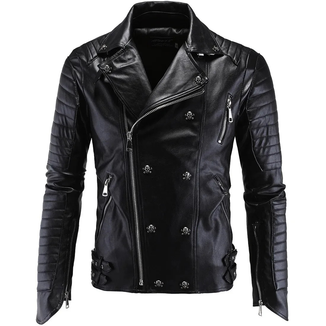 Mens Lapel Leather Jacket Retro Tight Motorcycle PU Casual Fashion European Size Short 250815