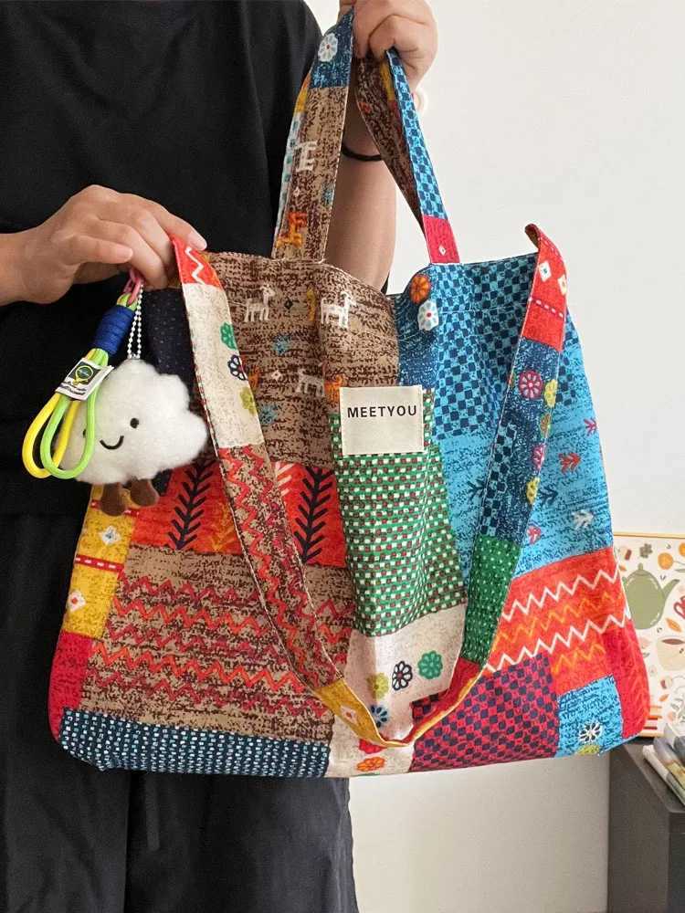2025 New n Sle Patchwork Tote Bag Large Capaci Multi-Purpose Womens oulder Crossbody Bag Ethnic Trend Y250819